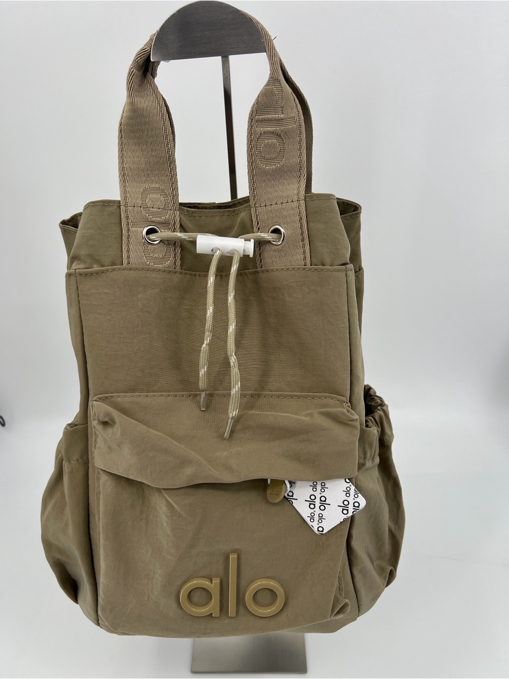 ALO Yoga Khaki Canvas Backpack Tote